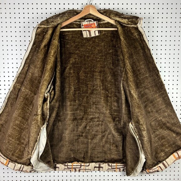 Prestige 90s Hip Hop Jacket Mens 2XL Fur Lined Suede Cream Brown Full Zip Street - Picture 3 of 9